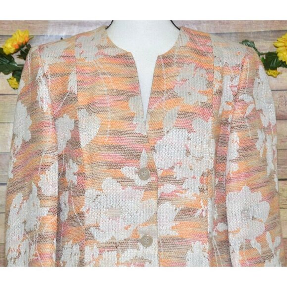 Alfred Dunner Ladies 10 Tweed Button Front Blazer Jacket Floral Office Event - Picture 4 of 12